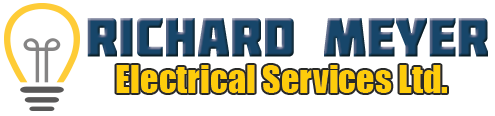 Richard Meyer Electrical Services Ltd. Logo in navy and yellow with a lightbulb icon