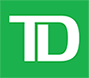 TD Logo with white letters over bright green background